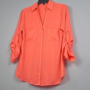 Express Coral Button-Up Blouse